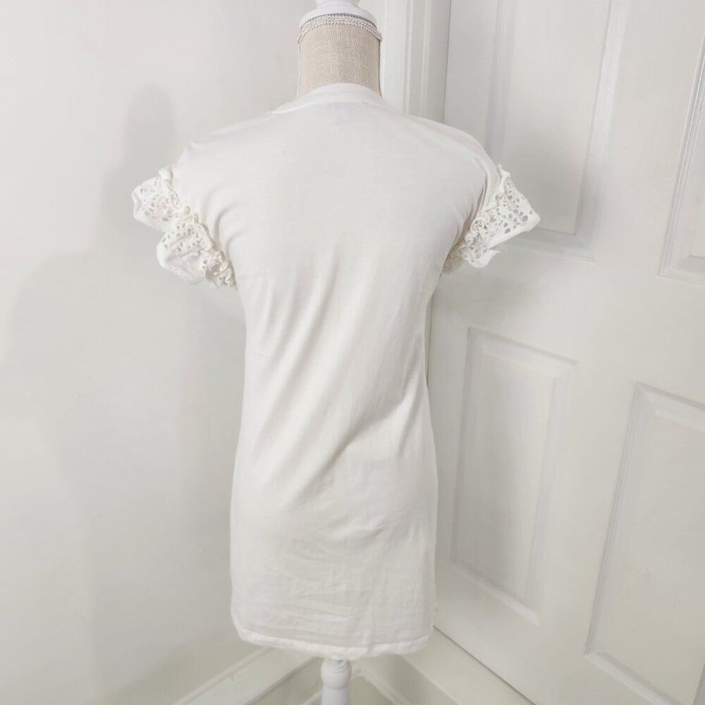 All Saints Dress Womens XS White Trixi Ruffle Eyelet Sleeves Mini Resortwear - Picture 5 of 13